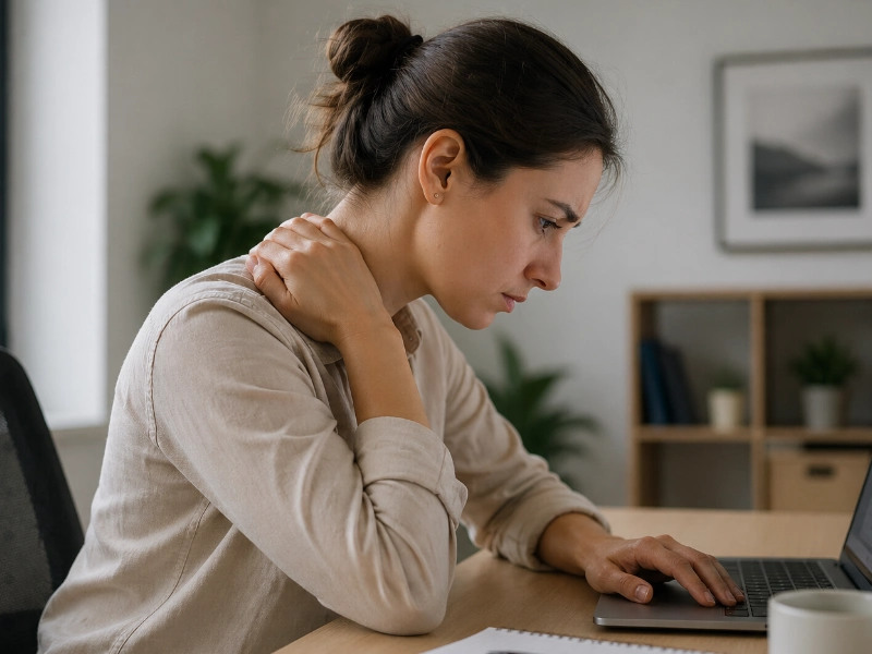 Mala postura frente al ordenador que provoca tension cervical y cefaleas tratadas con fisioterapia en Valladolid